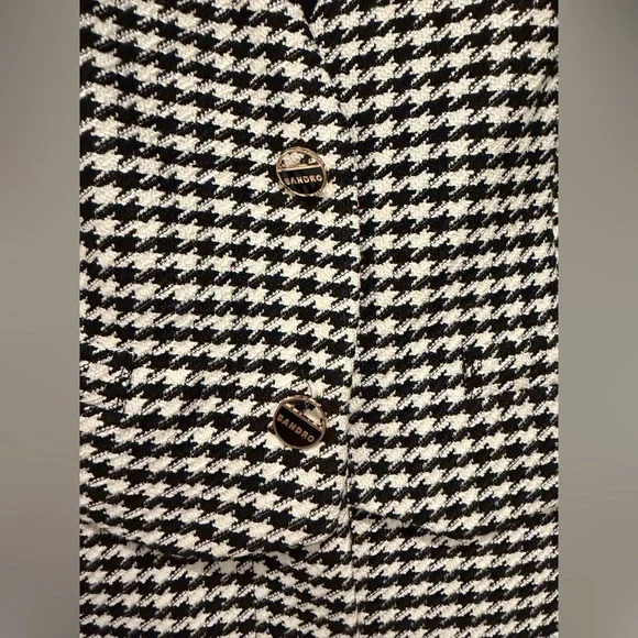 Sandro Short Houndstooth Tweed Dress Size 38 US 6 MSRP: $445 Excellent Condition - Picture 6 of 16